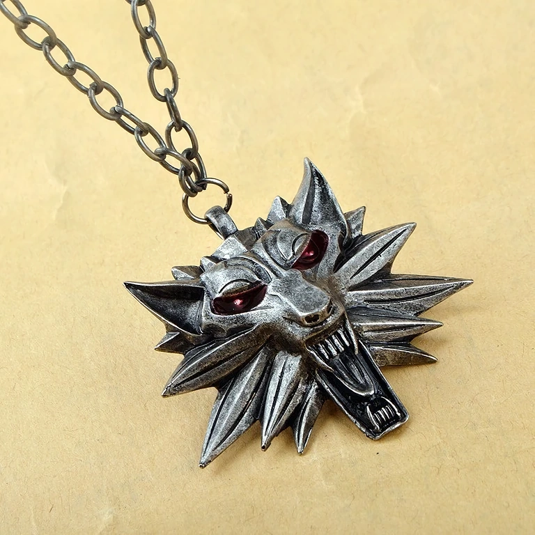 Pendant necklace inspired by The Witcher Wild Hunt, antique silver color