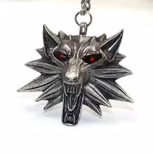 The Witcher Wild Hunt Pendant Necklace – Antiqued Silver Medal with Black or Red Eye