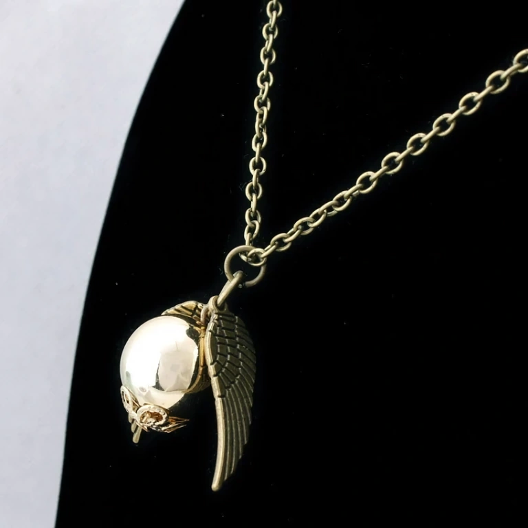 Quidditch Snitch necklace – Golden Themed Quidditch jewelry – Snitch with detachable wings