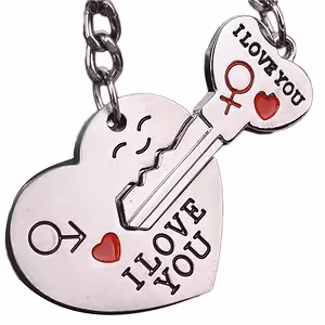 Couple Keychain I Love You – Heart with Key and Lock BFF, Romantic and Friendship Gift