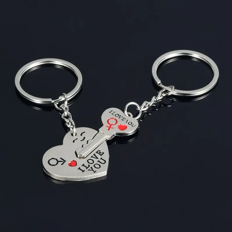 BFF keychains with heart and key – symbolic gift