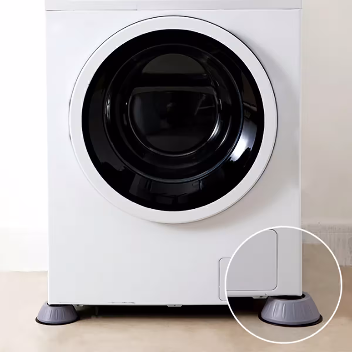 Rubber noise-reducing accessories for washing machines