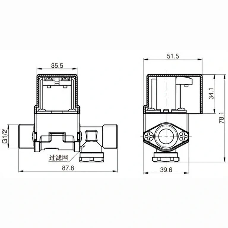 12V normally closed solenoid valve with detachable filter and plastic protective cover