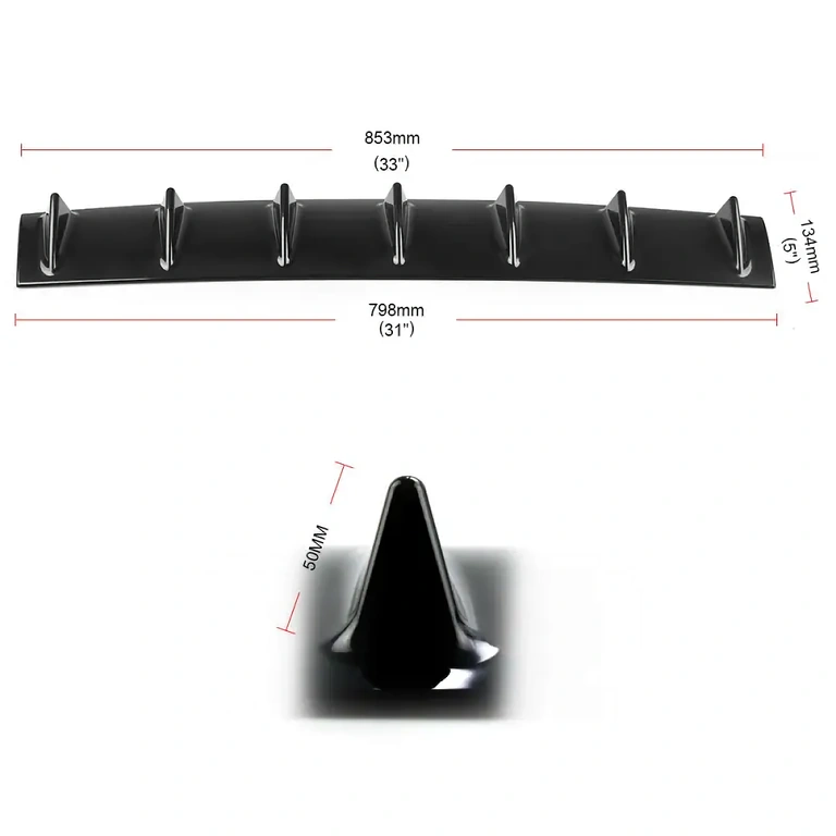 Aerodynamic rear bumper spoiler Black rear bumper spoiler, decorative and functional car accessory