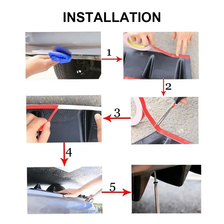 Universal rear bumper spoiler Universal rear bumper spoiler, easy to mount and adjust