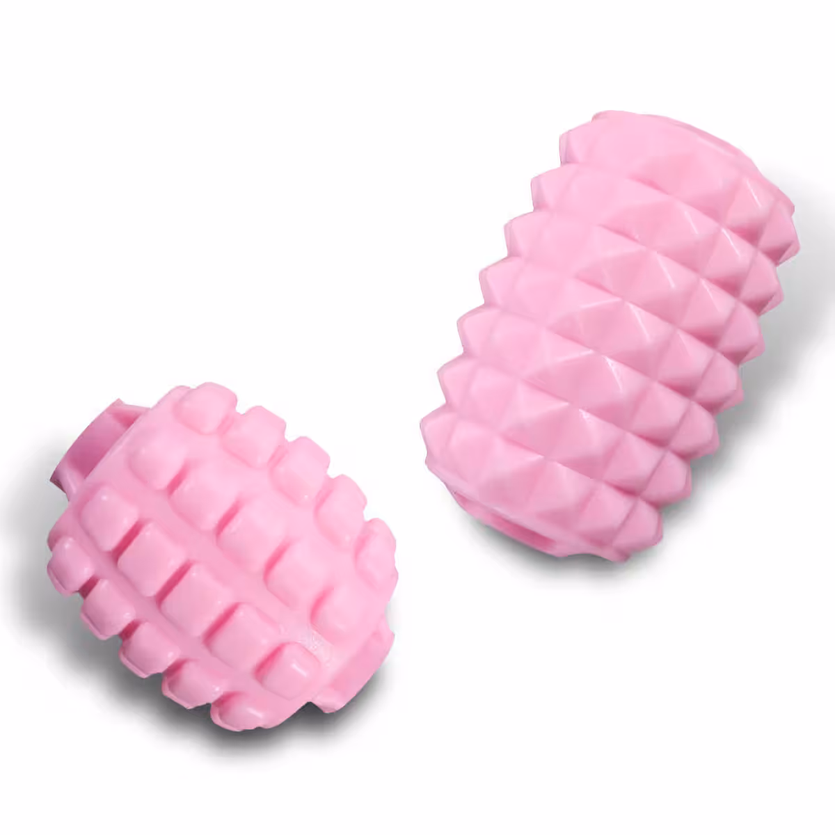 Ergonomic massage device with silicon rollers for full muscle massage