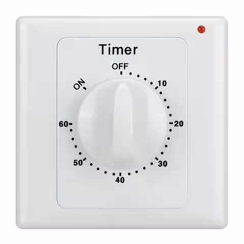 Electric Switch with Timer 1–60 Minutes – Mechanical Timer for Fan, Light, Bathroom, and Electrical Devices