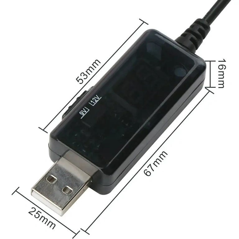 USB power cable for increased voltage to 9V, ideal for fans