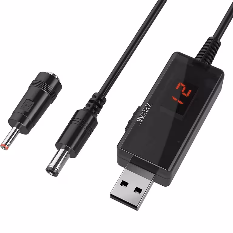 USB Converter Module 5V to 9V / 12V – Step-Up Inverter with LED Display and UPS Function for Car, Routers, and DIY