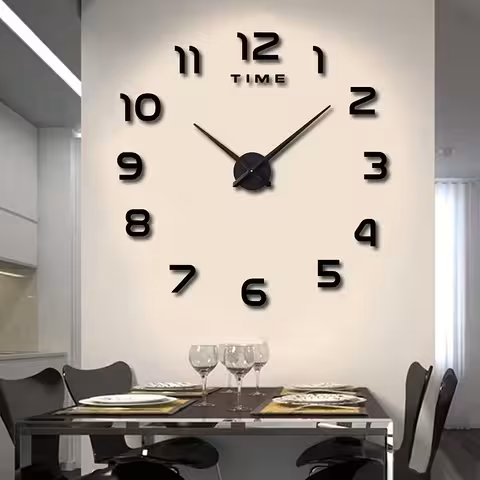 Large 3D Modern Decorative Wall Clock, Adjustable 80–130 cm – Ideal for Living Room, Kitchen, and Office