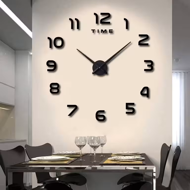 Large 3D Modern Decorative Wall Clock, Adjustable 80–130 cm – Ideal for Living Room, Kitchen, and Office