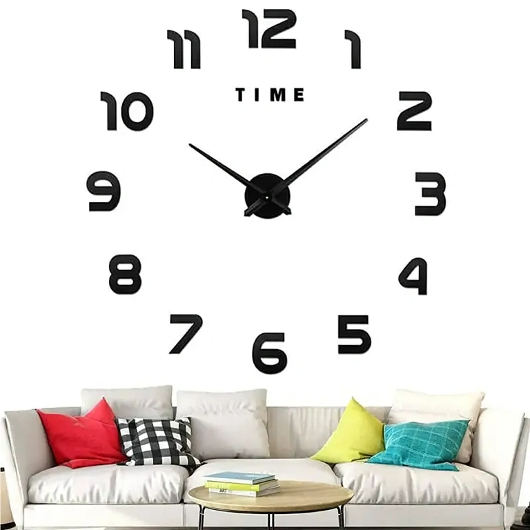 Elegant wall clock for living room with 3D decorative effect