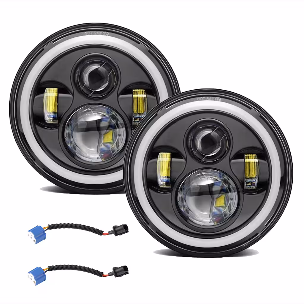 7-Inch Round LED Headlight for Jeep Wrangler, Suzuki Samurai, Nissan Patrol – High-Performance Car and Motorcycle Lighting