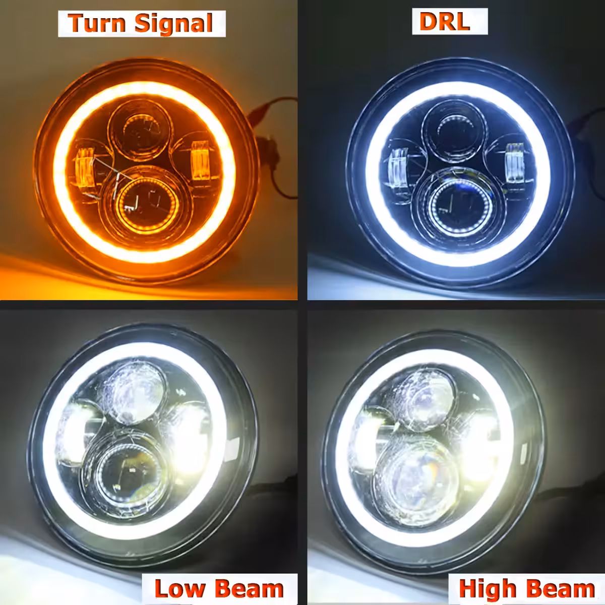 7" round LED headlight for tractor, bus, heavy machinery