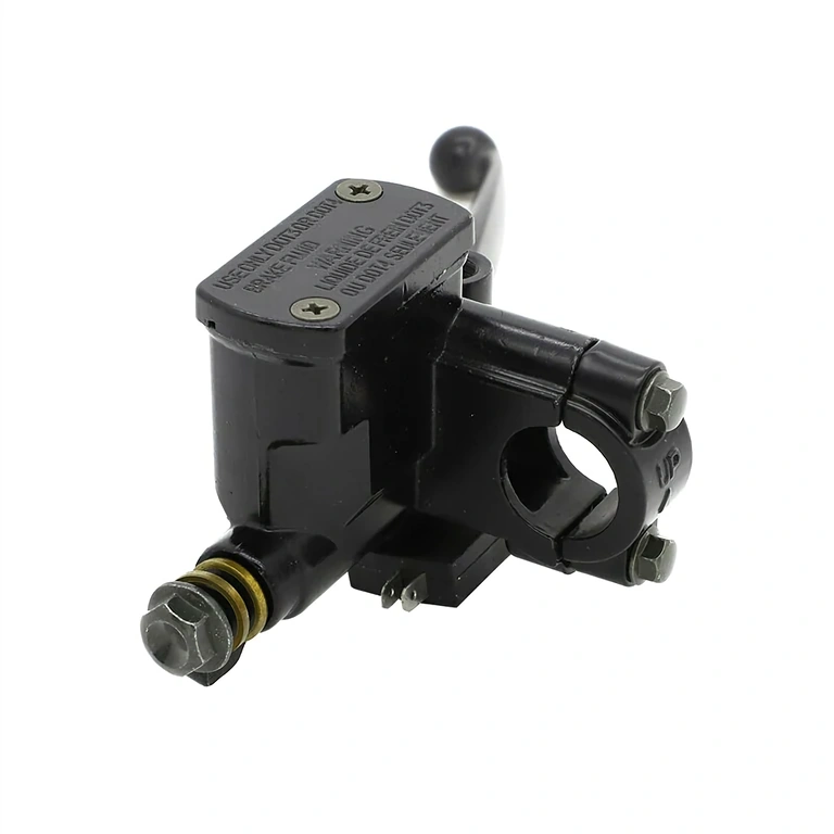 Right-side hydraulic brake lever and pump for motorcycle or scooter