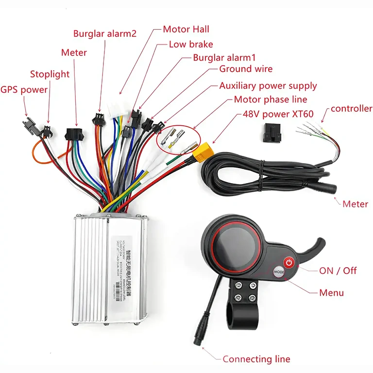 Controller + throttle handle kit for electric scooter Complete 48V controller and throttle lever kit for electric scooters