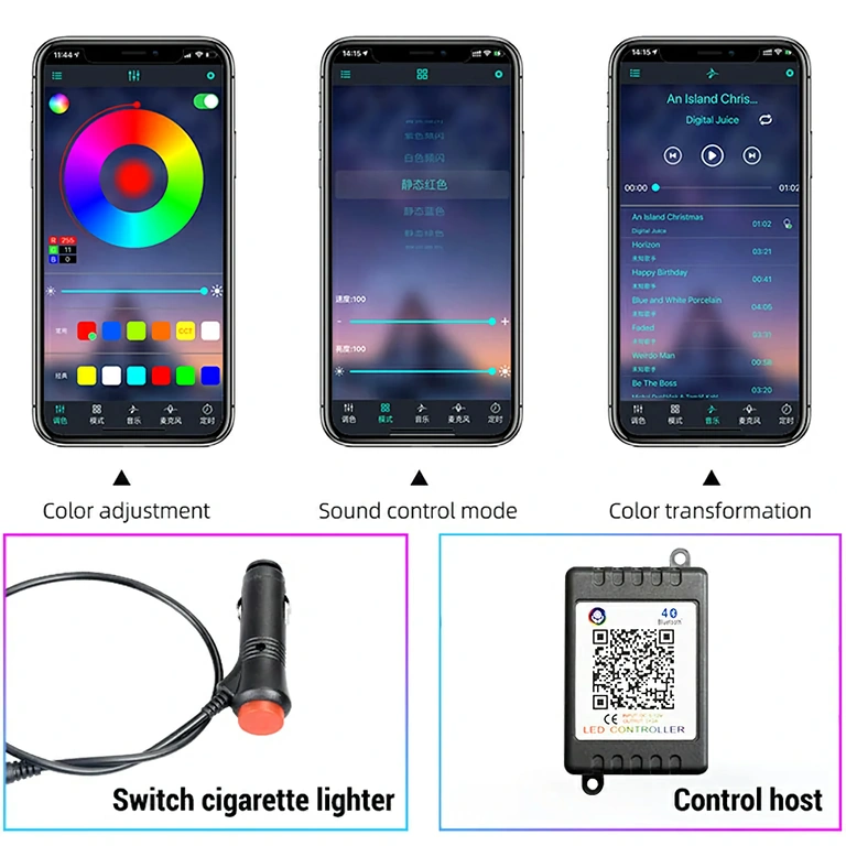 RGB LED strip for car ambient lighting Flexible RGB LED strip for car interior