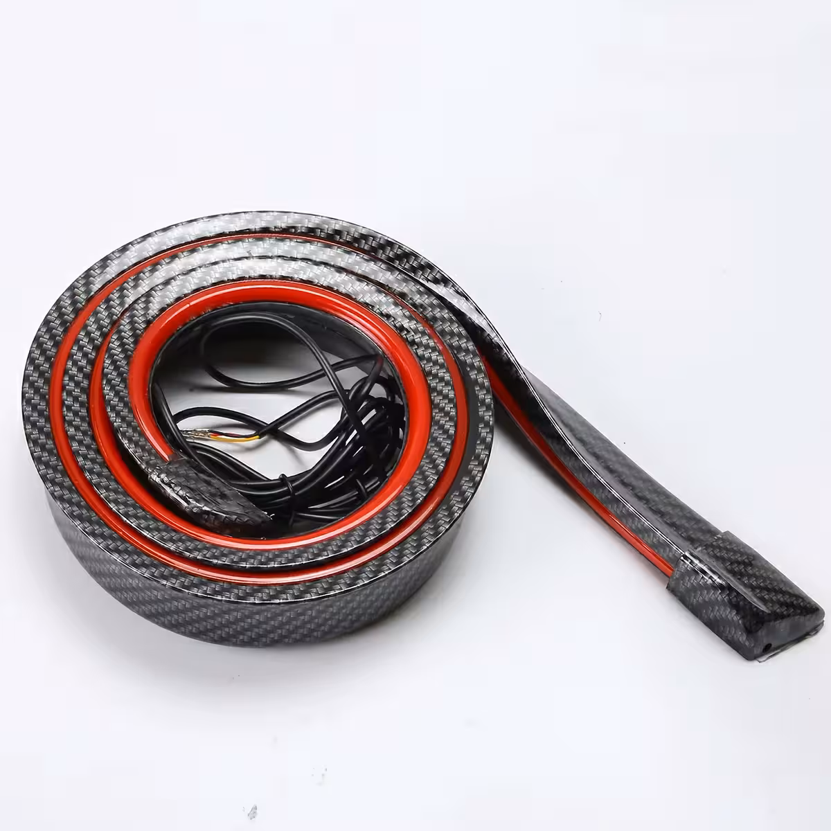 Carbon fiber spoiler with self-adhesive LED strip mountable