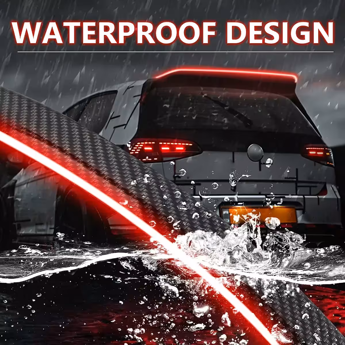 Premium carbon spoiler with LED strip for brake illumination