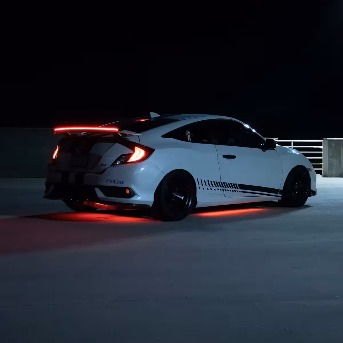 Sport spoiler with integrated LED strip for car brake