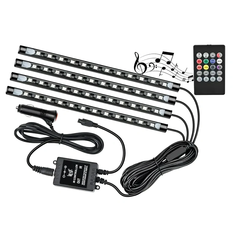 Car ambient lighting kit with sound control