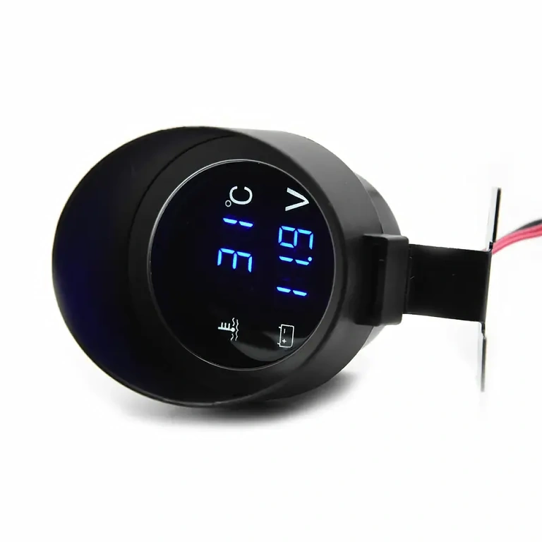 Multifunction digital gauge with display for water temperature and voltmeter, compatible with vehicles and agricultural machinery