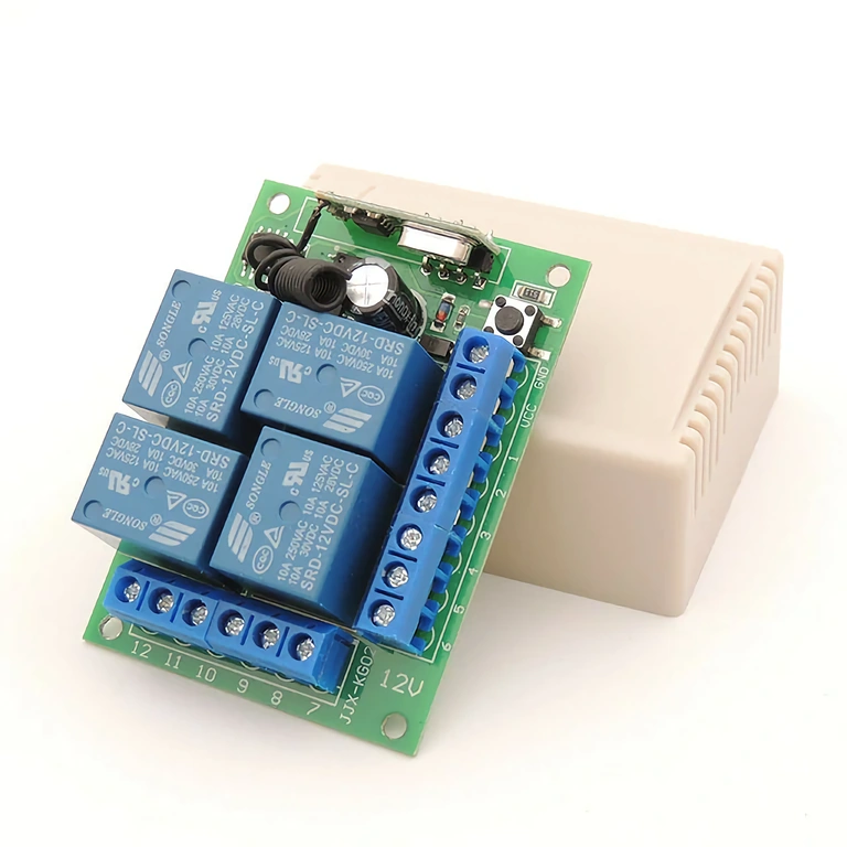 4-channel 12V relay switch with remote 4-channel relay switch with remote for lights, pumps, and motors