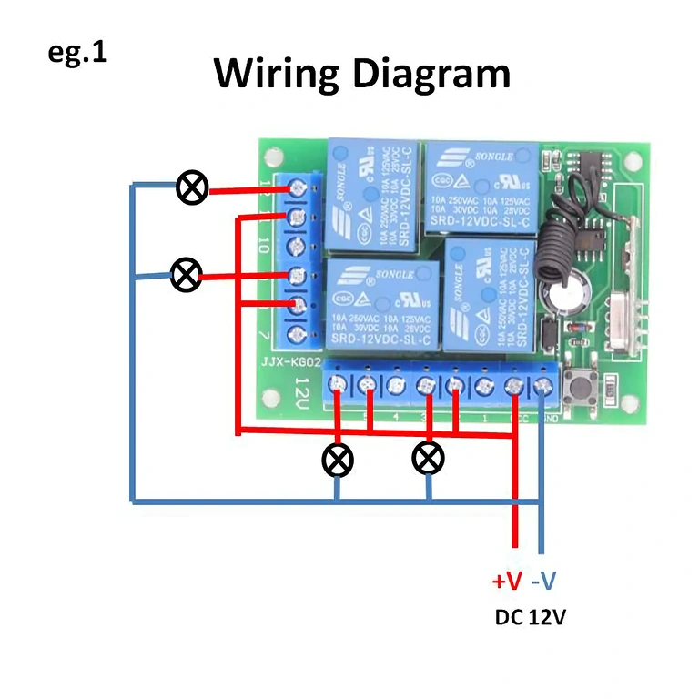 4-channel relay connection schematic Electrical connection diagram for 4-channel relay