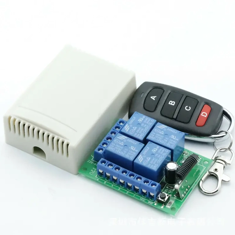 12V 4-channel wireless relay module 4-relay module with remotes for wireless control of electrical devices