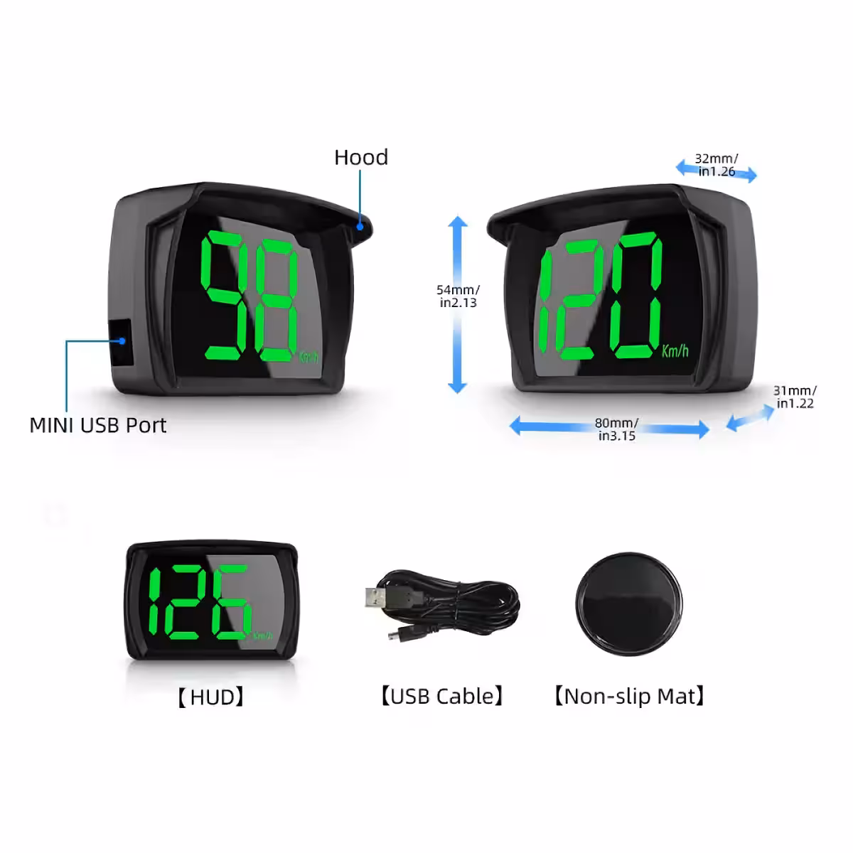 Digital speedometer with Head-Up display for car, ATV, scooter, bicycle