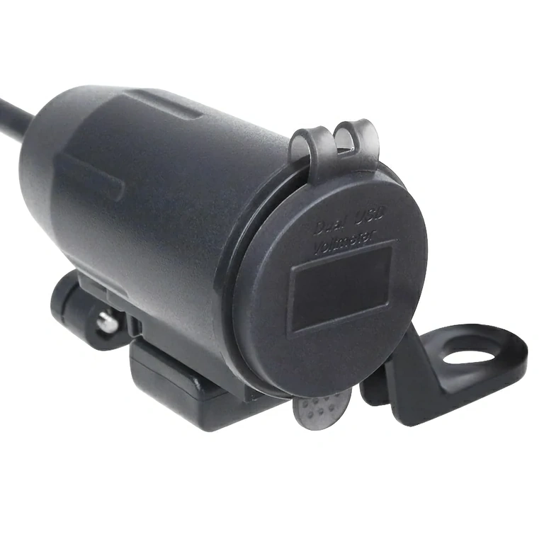 Motorcycle charger with mirror mount bracket