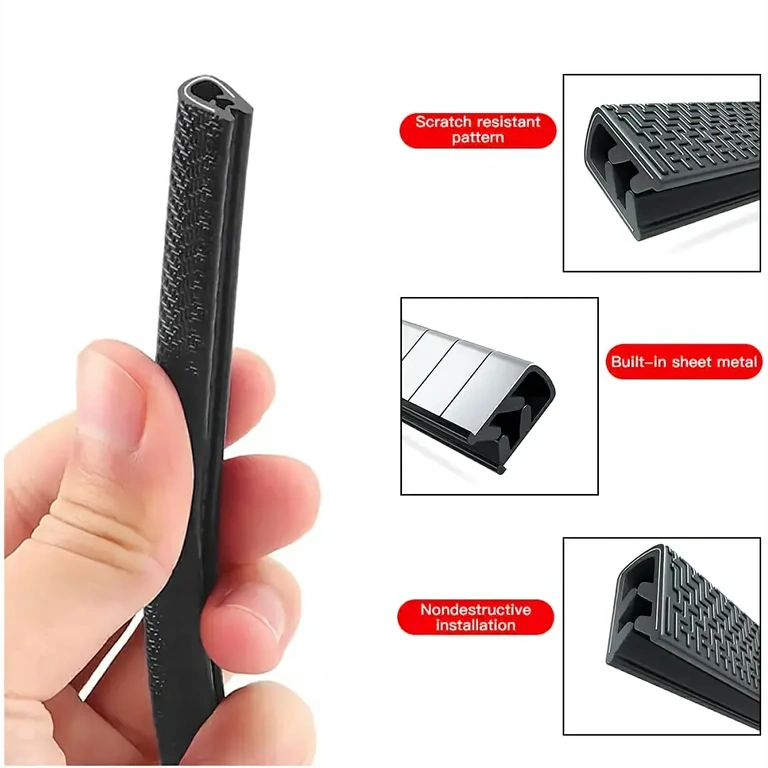 Rubber seal with metal insert for car door protection