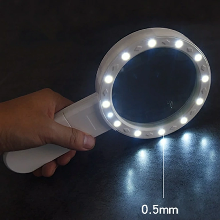 Magnifying glass with UV lighting for document and banknote verification