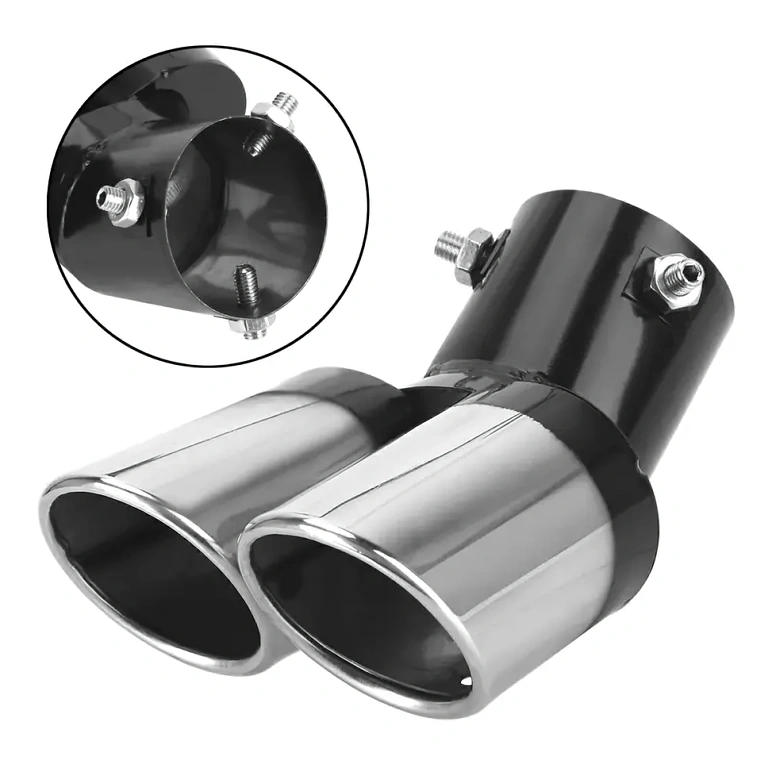 Universal stainless steel exhaust tip with sporty design