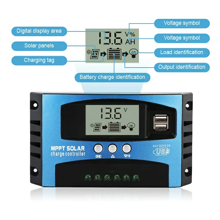 100A solar controller with dual USB MPPT charge controller with USB ports for phone or other devices