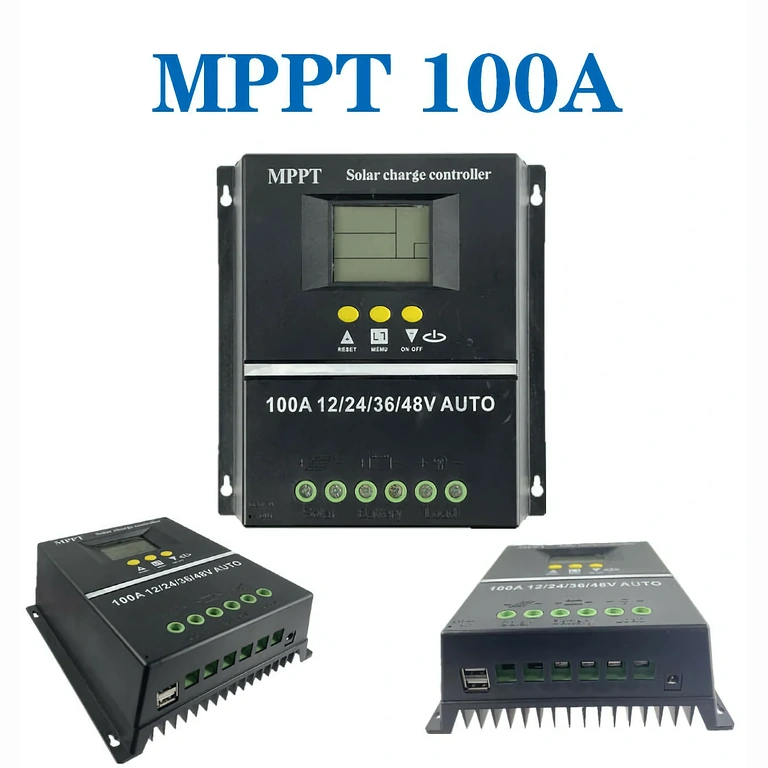 100A solar controller with high-visibility display Solar controller with backlit display for night use
