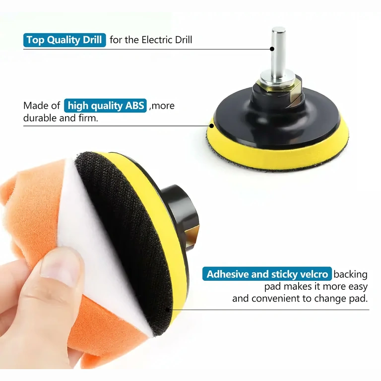 Drill attachment pads included in the 25-piece auto polishing set