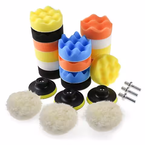 Car Polishing Kit with 75mm Pads and 80mm Sponges – Drill Adapters Included