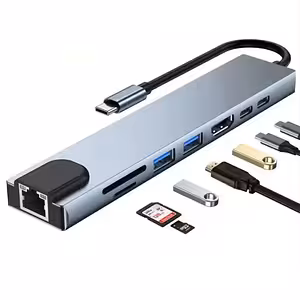 8-in-1 USB-C Hub with HDMI 4K, RJ45, USB 3.0, and Power Delivery – MacBook, Dell, Lenovo