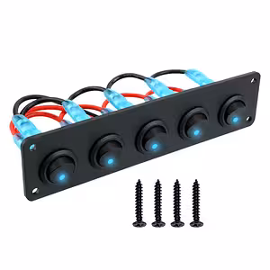5-Button Car Switch Panel ON/OFF with Blue LED 12V/24V