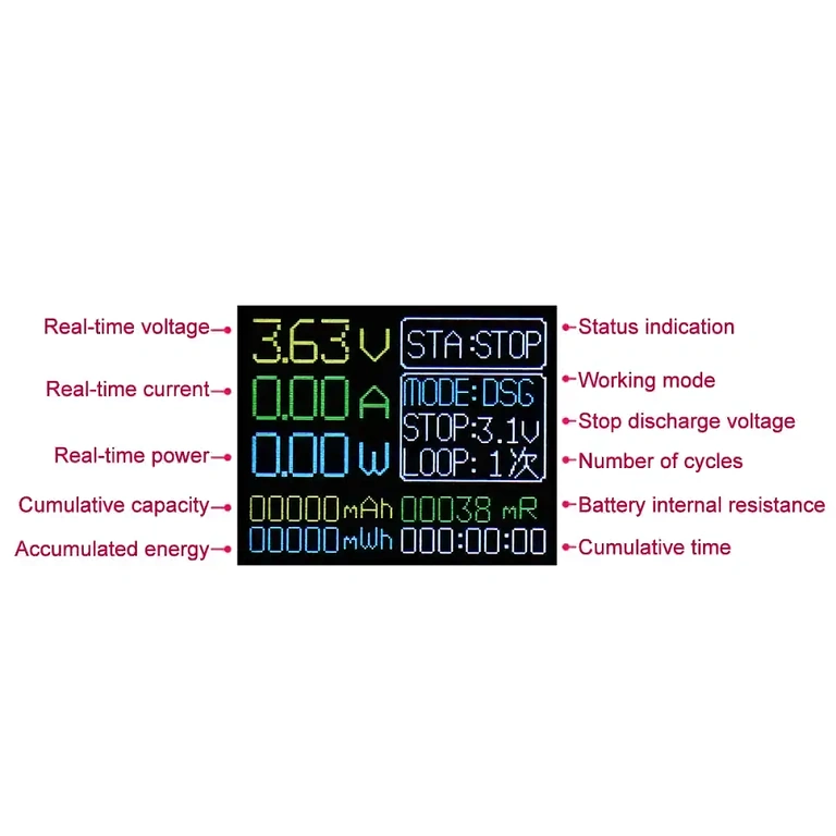 Battery tester with color LCD screen Color display tester for 18650 batteries