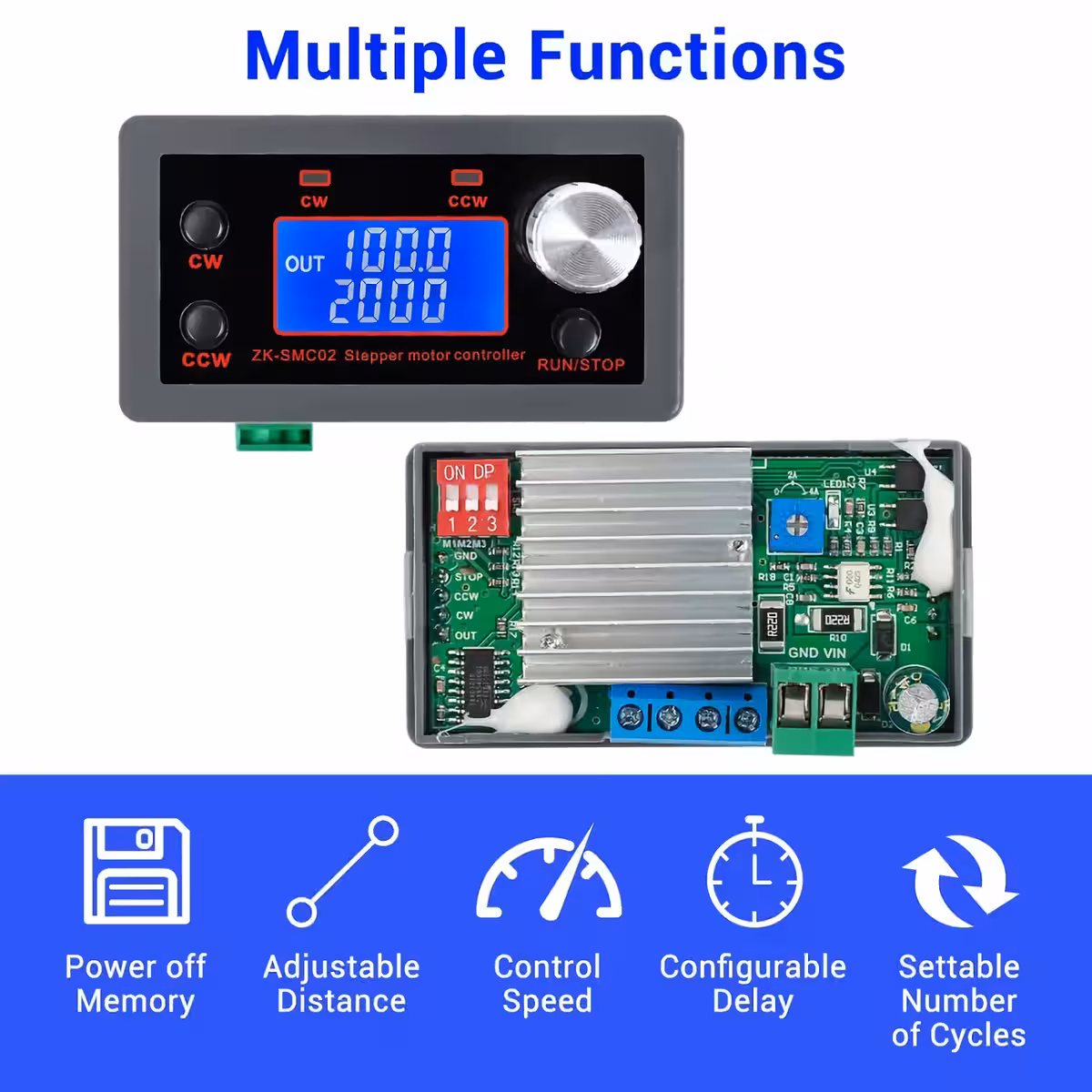 Compact module with integrated driver for stepper motors