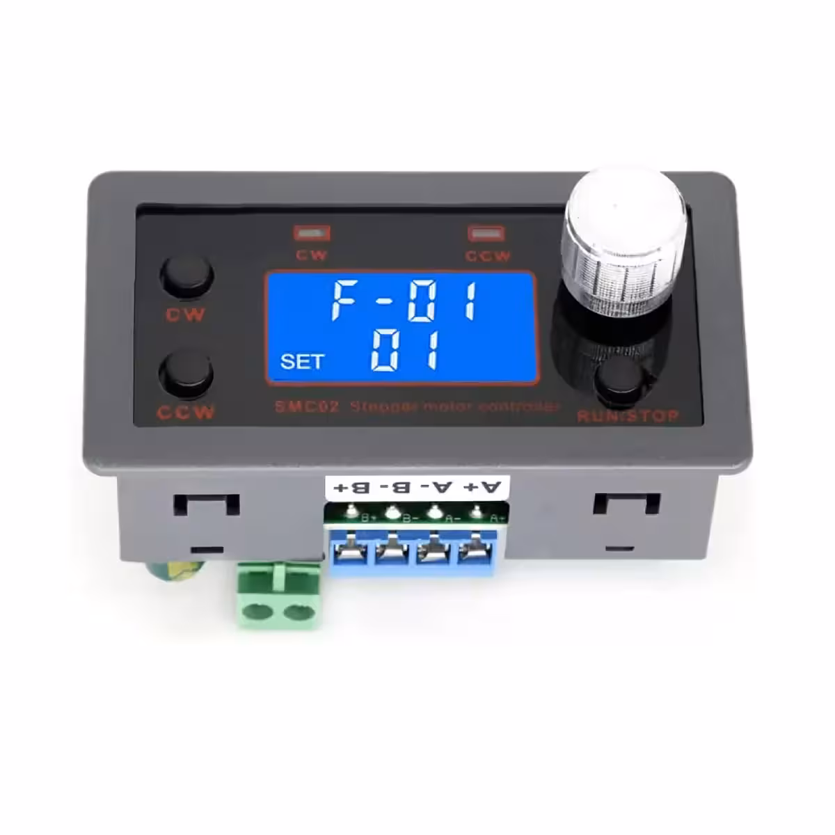 LCD screen with adjustable parameters for speed, delay, and cycles