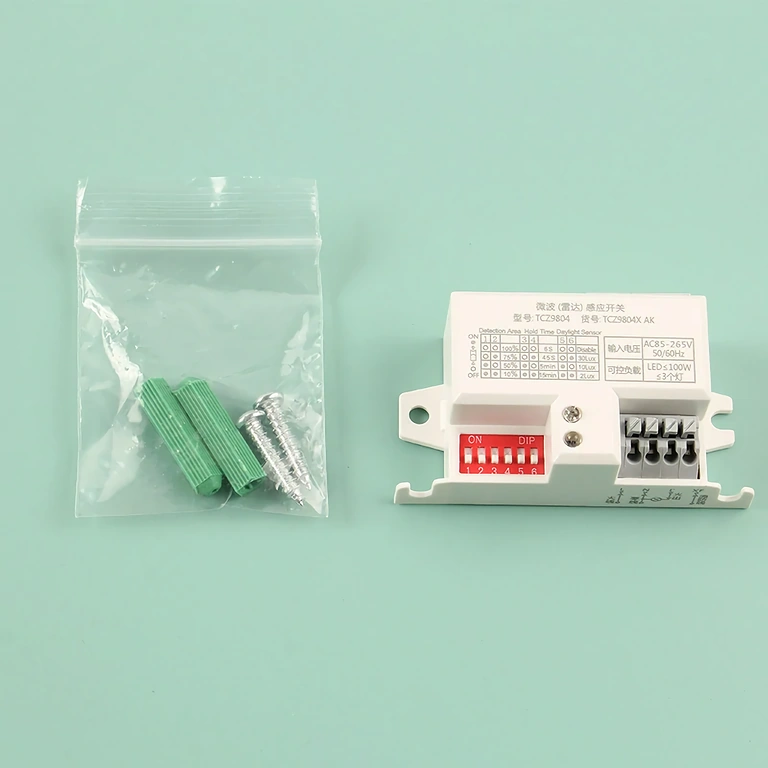 Mounting accessories included for microwave motion sensor