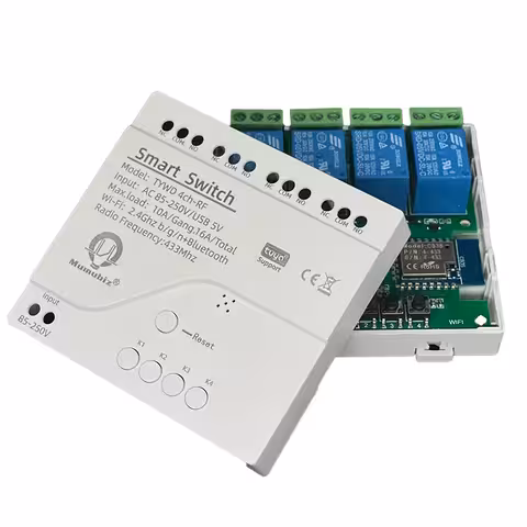 4-Channel WiFi Smart Relay – Tuya Smart Switch with Remote Control 220V
