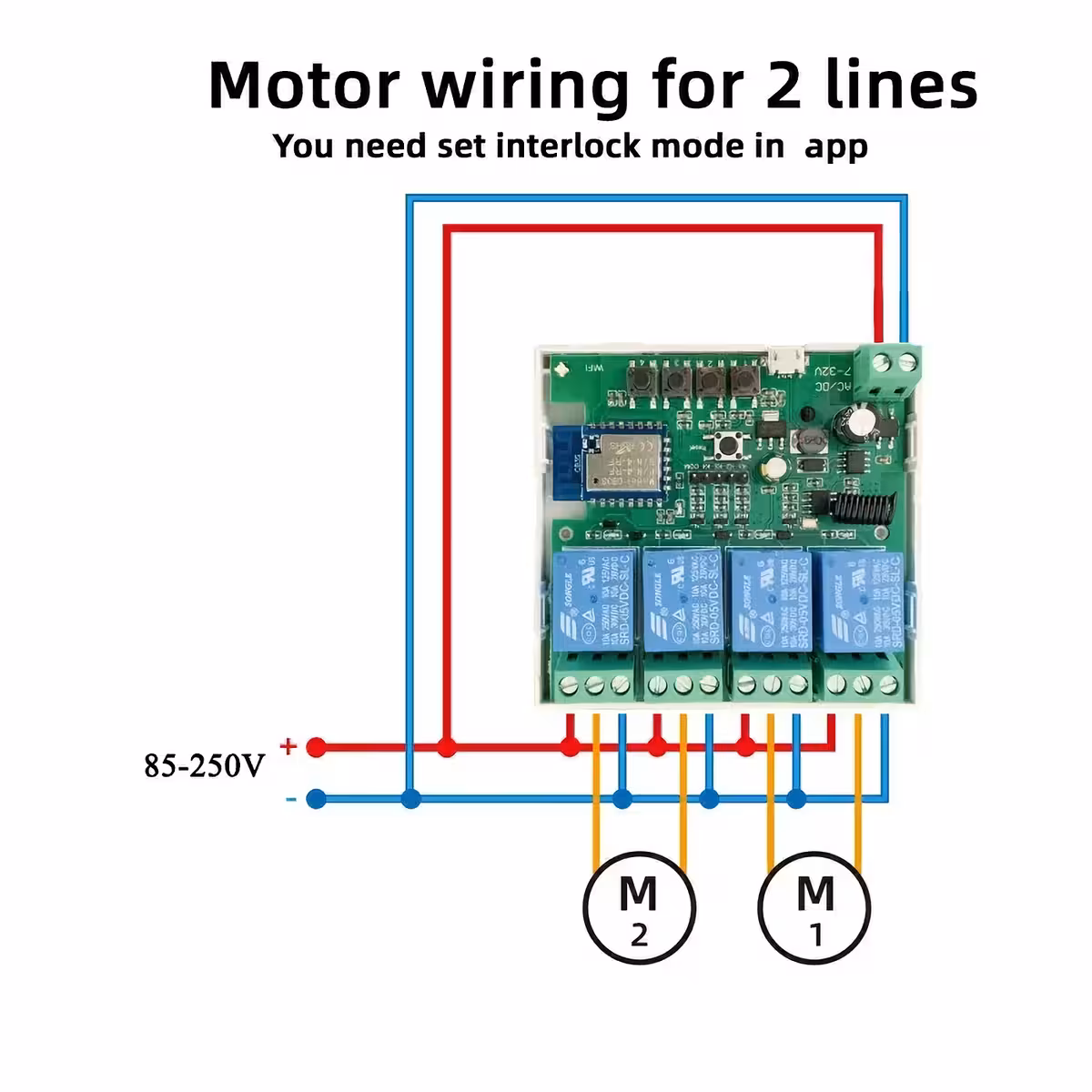 Illustration of relay connection to automatic gate motor