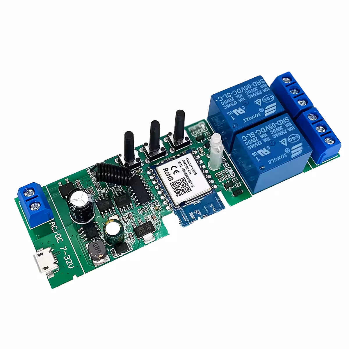 Smart relay module compatible with Alexa and Google Home voice control