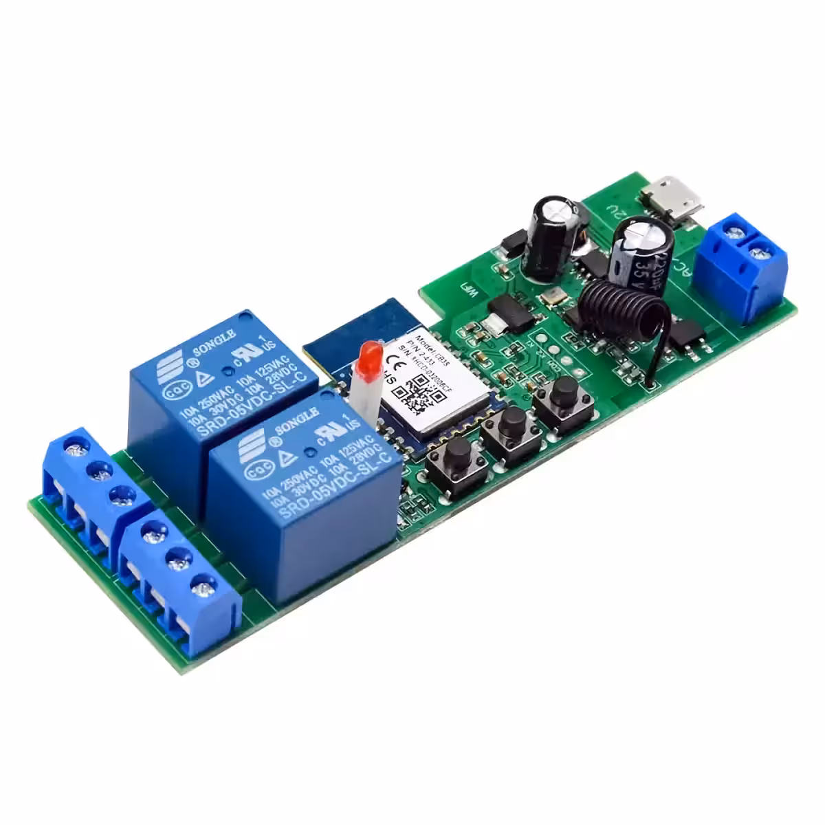 Two-channel wireless switch for controlling electrical devices