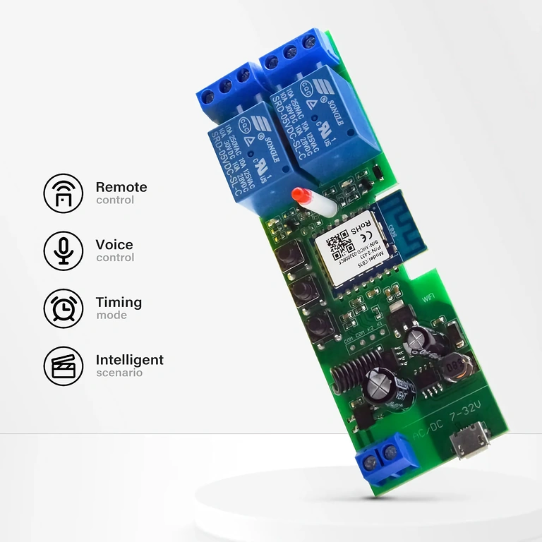 Smart relay module with RF 433MHz and remote control Relay module controllable with RF 433MHz remote