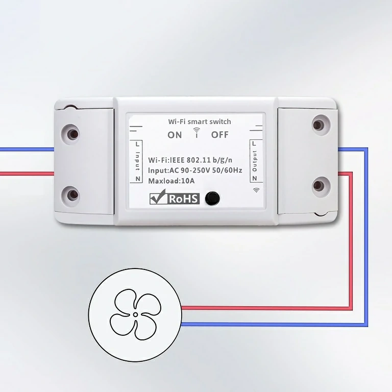 WiFi relay installation diagram Detailed diagram for wireless relay installation with electrical connections and WiFi